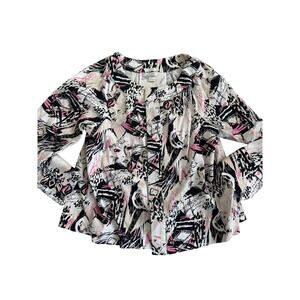 Christopher & Banks Women's cotton stretch faces graphic 3/4 sleeve coat size L